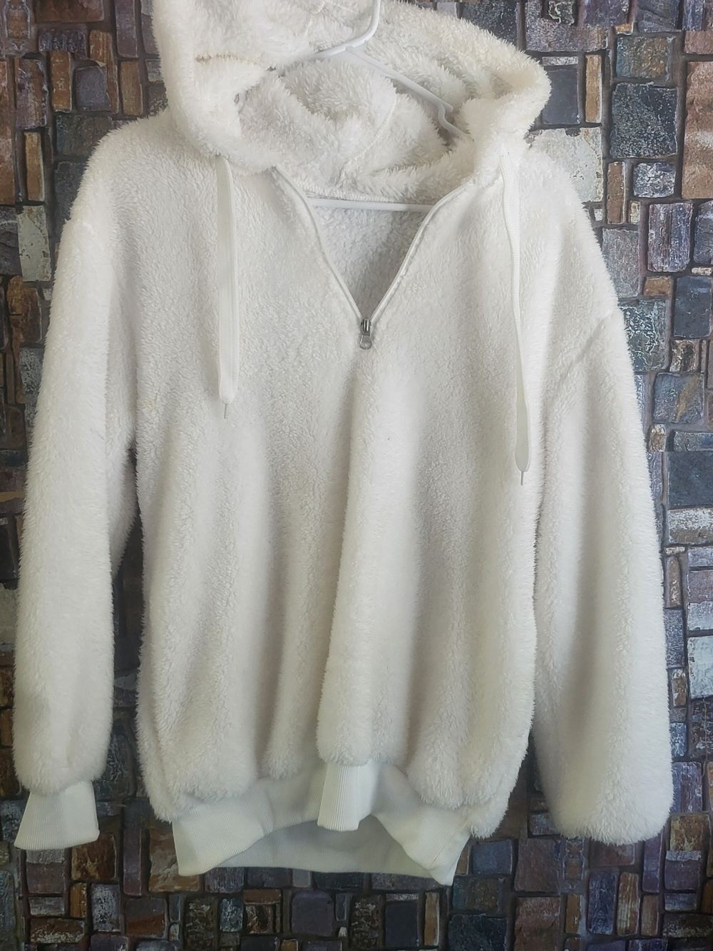 Cozy White Sherpa Hoodie Sweater